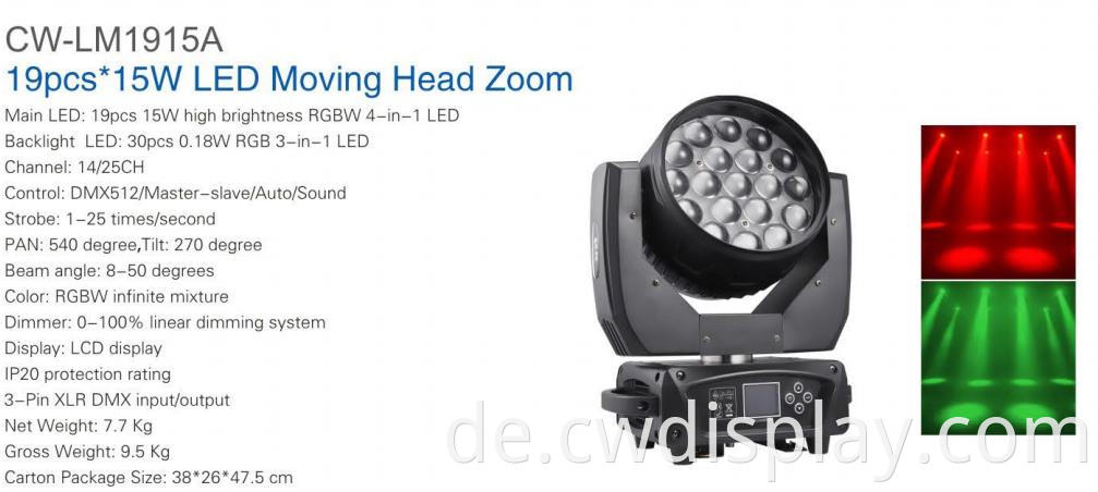 19pcs 15w LED with Zoom